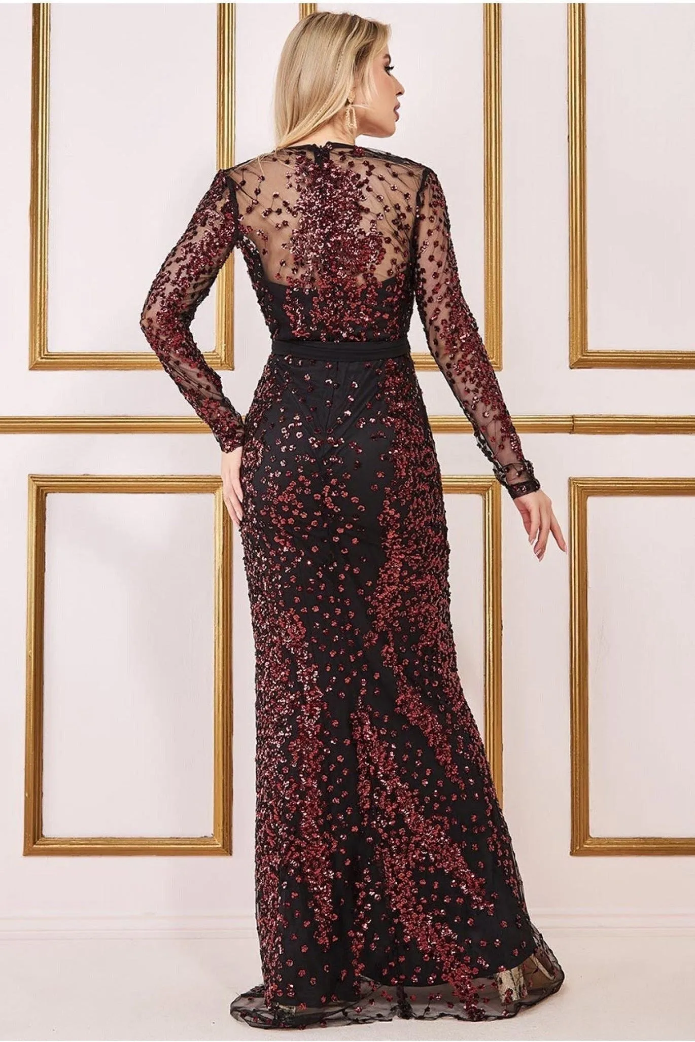 Goddiva Spread On Sequin Maxi Dress - Wine