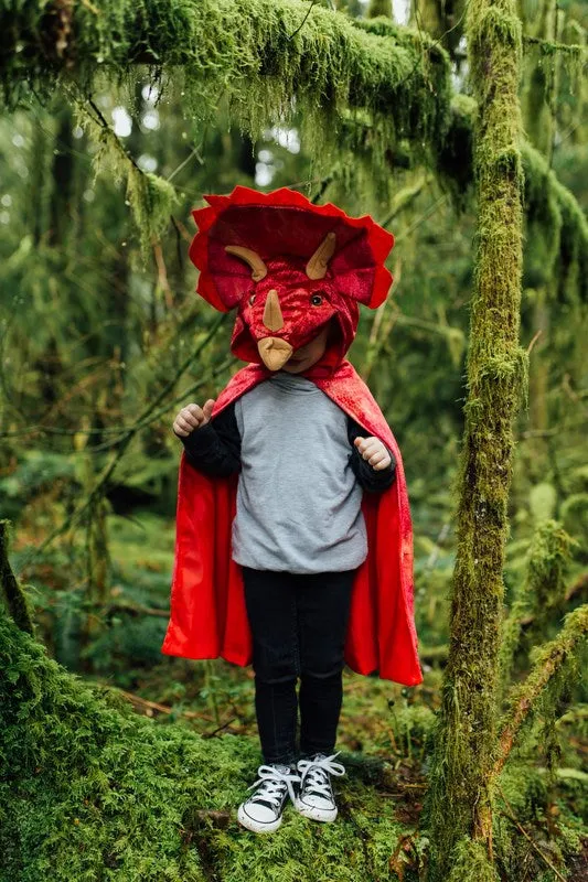 Great Pretenders - Red Triceratops Hooded Cape - Size 4-5