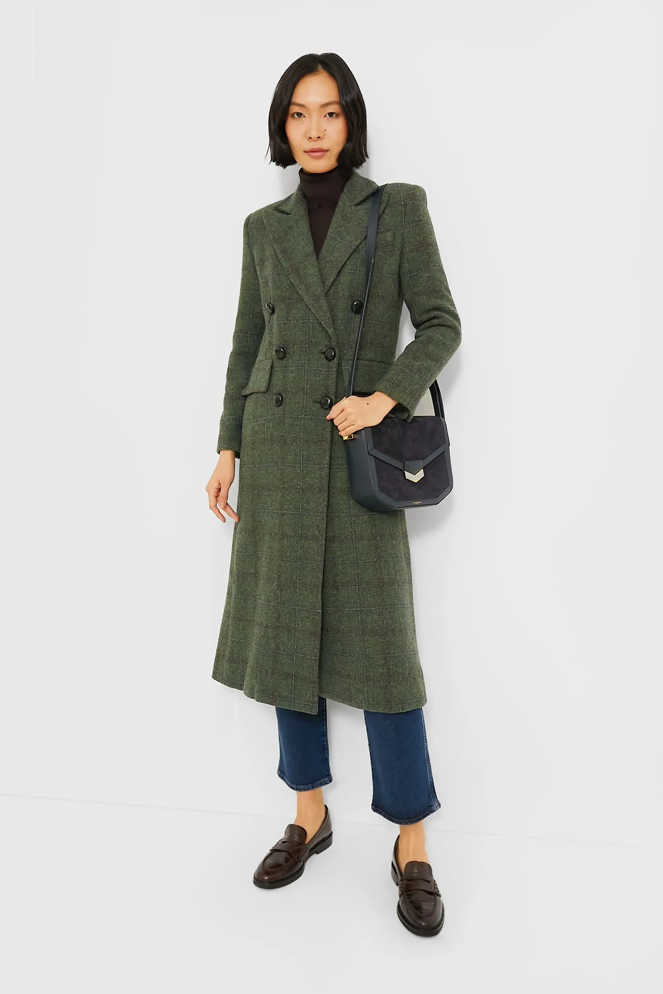 Green Plaid Wool Julius Long Coat