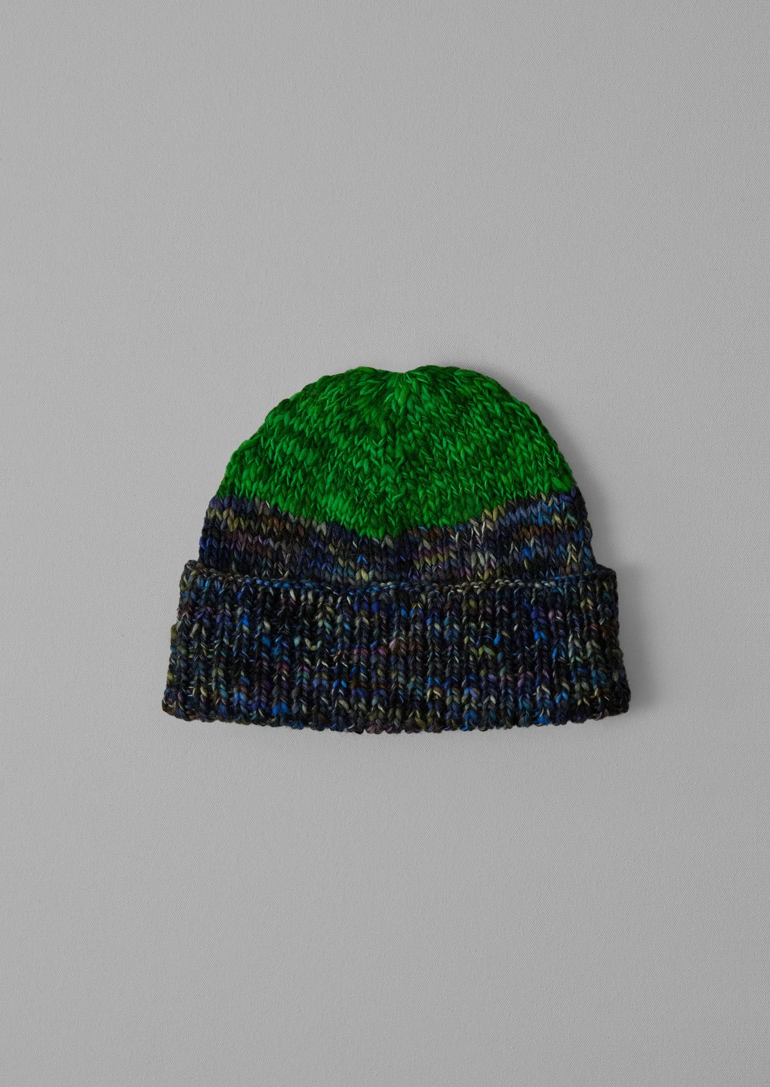 Hand Knitted Beanie | Galaxy/Green