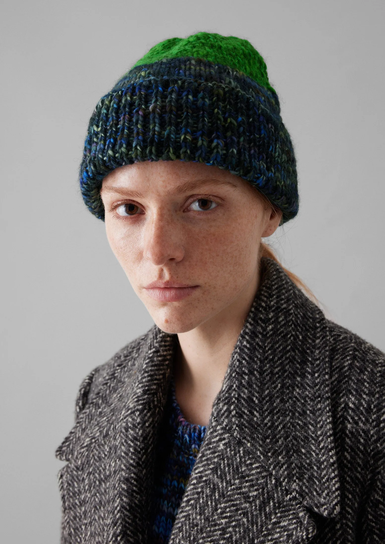 Hand Knitted Beanie | Galaxy/Green