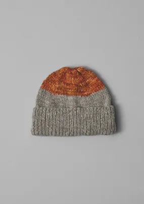 Hand Knitted Beanie | Natural/Orange