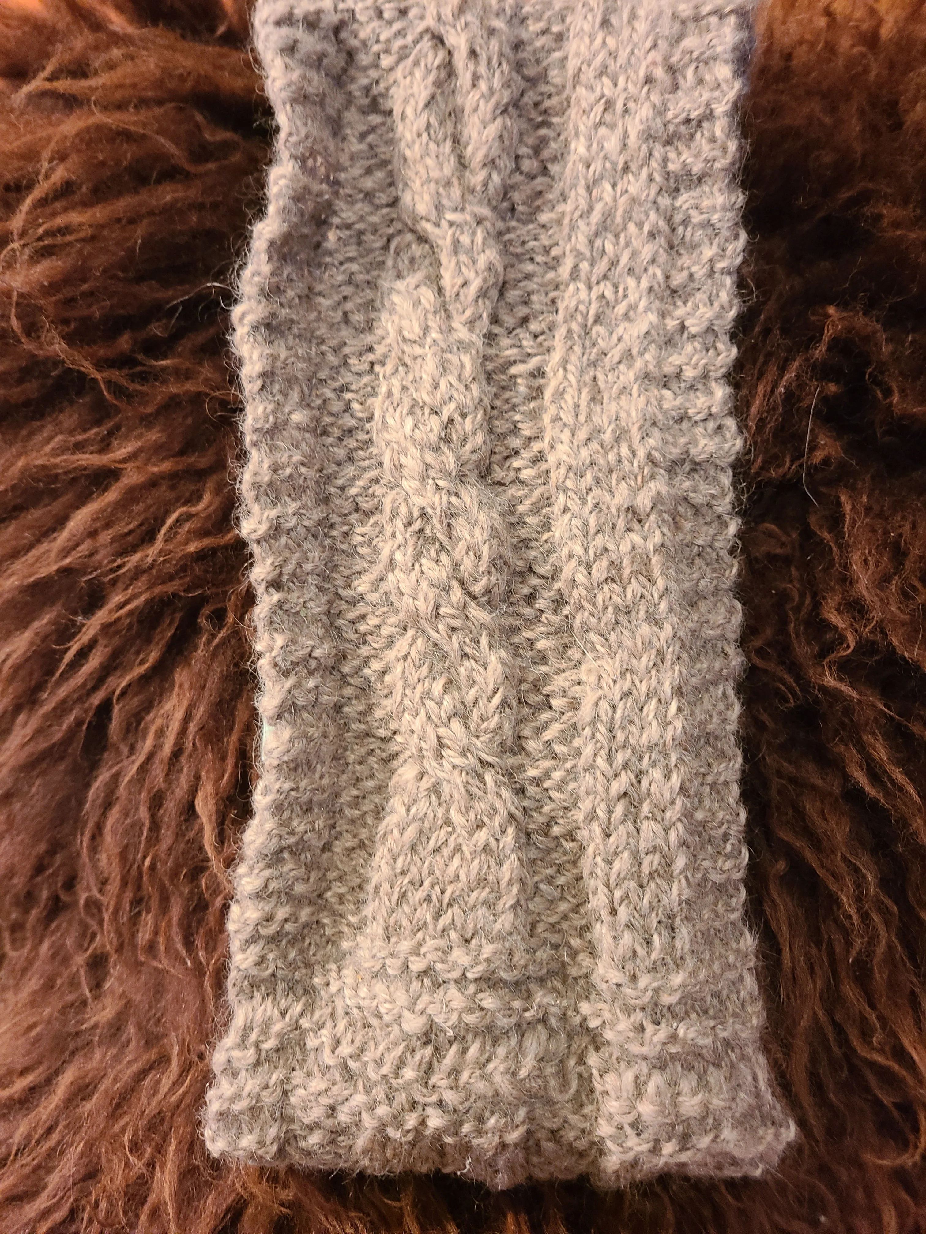 Handknit Cowl- Handspun Romney w/ Mohair- Gray- 13 " diameter opening