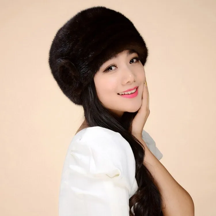 Hats for Women Winter and Fall Real Luxury Mink Fur Hat Fur Cap Saga A Class USA Mink Fur Beanie Headgear Headdress Head Warmer Fur Hats FS14615