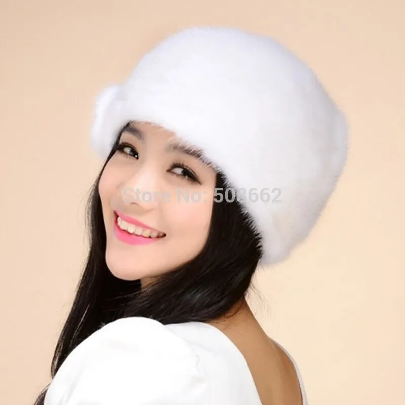 Hats for Women Winter and Fall Real Luxury Mink Fur Hat Fur Cap Saga A Class USA Mink Fur Beanie Headgear Headdress Head Warmer Fur Hats FS14615