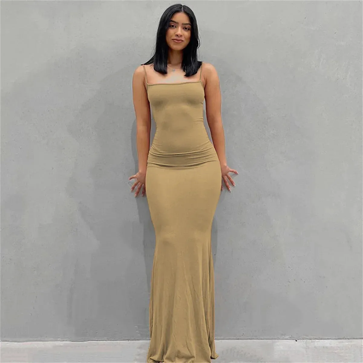 Hnzxzm Women 2024 Y2K Summer Bodycon Elegant Sexy Dresses Satin Slip Sleeveless Backless Maxi Dress Ladies Birthday Party Club Sundress