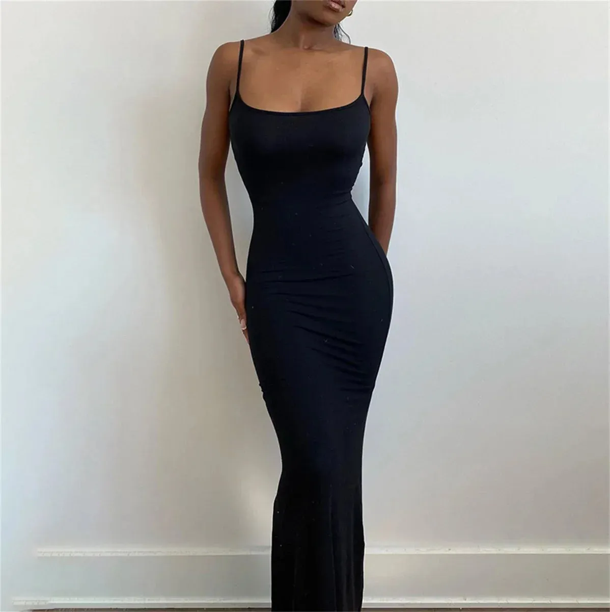 Hnzxzm Women 2024 Y2K Summer Bodycon Elegant Sexy Dresses Satin Slip Sleeveless Backless Maxi Dress Ladies Birthday Party Club Sundress