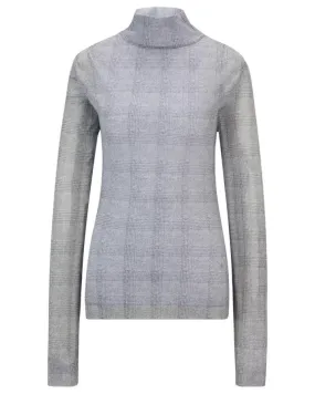 Hugo Boss Emata Plaid Tulle Turtleneck