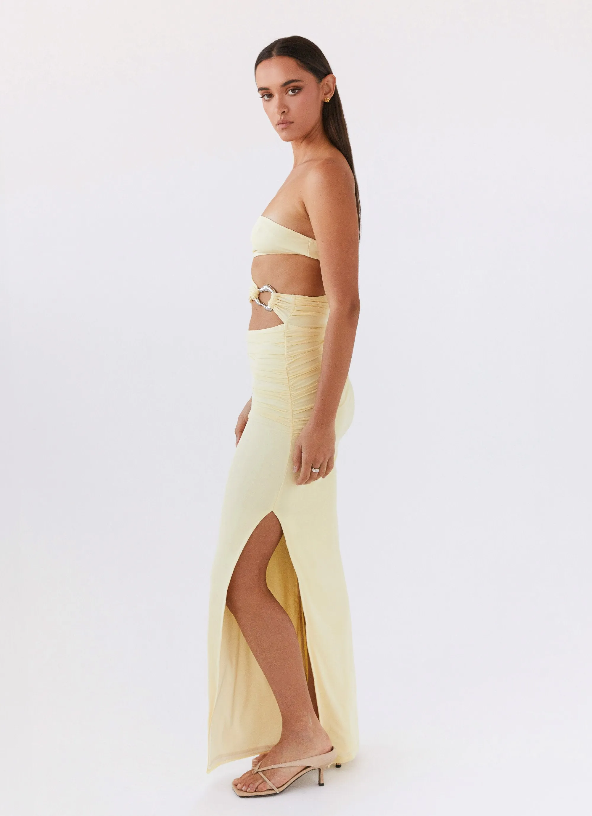 Into Pieces Mesh Maxi Dress - Lemon