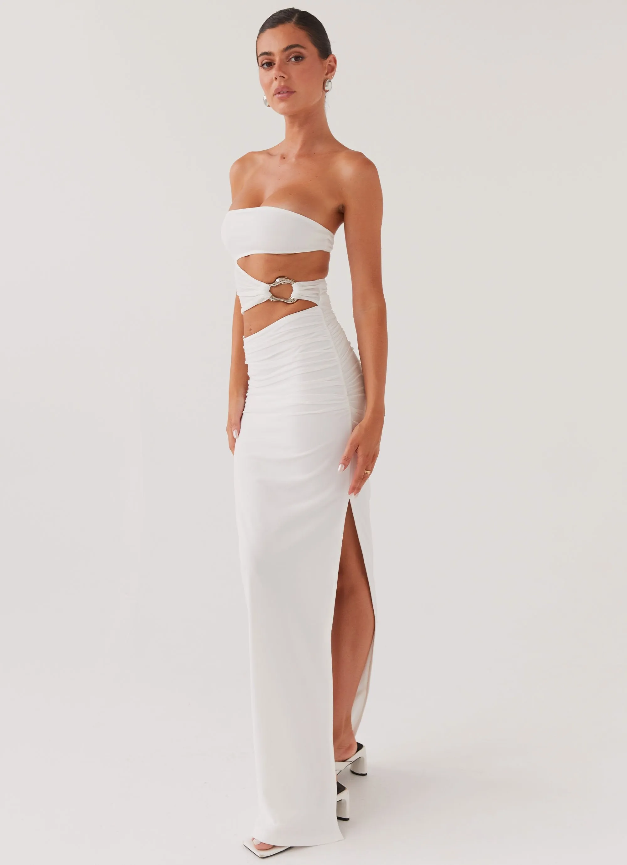 Into Pieces Mesh Maxi Dress - White