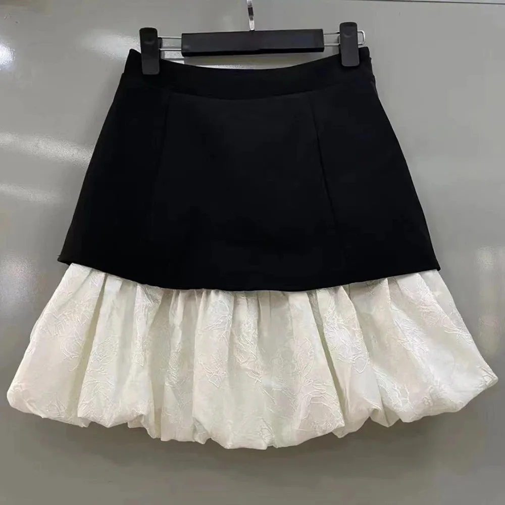 Irregular Patchwork Folds Skirts For Women High Waist Casual Mini A Line Skirt Summer Female Fashion Clothing