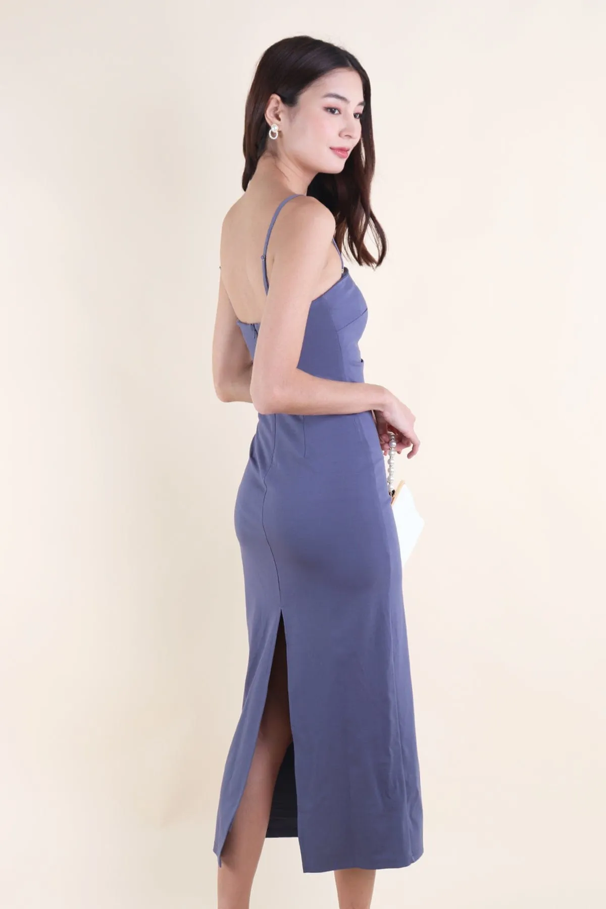 ISLA PADDED BODYCON MAXI IN BLUE