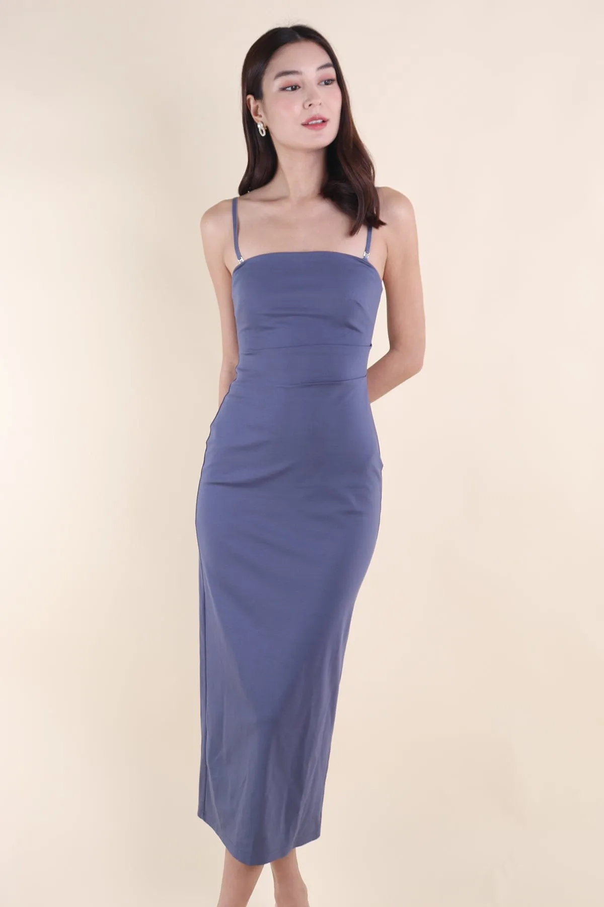 ISLA PADDED BODYCON MAXI IN BLUE