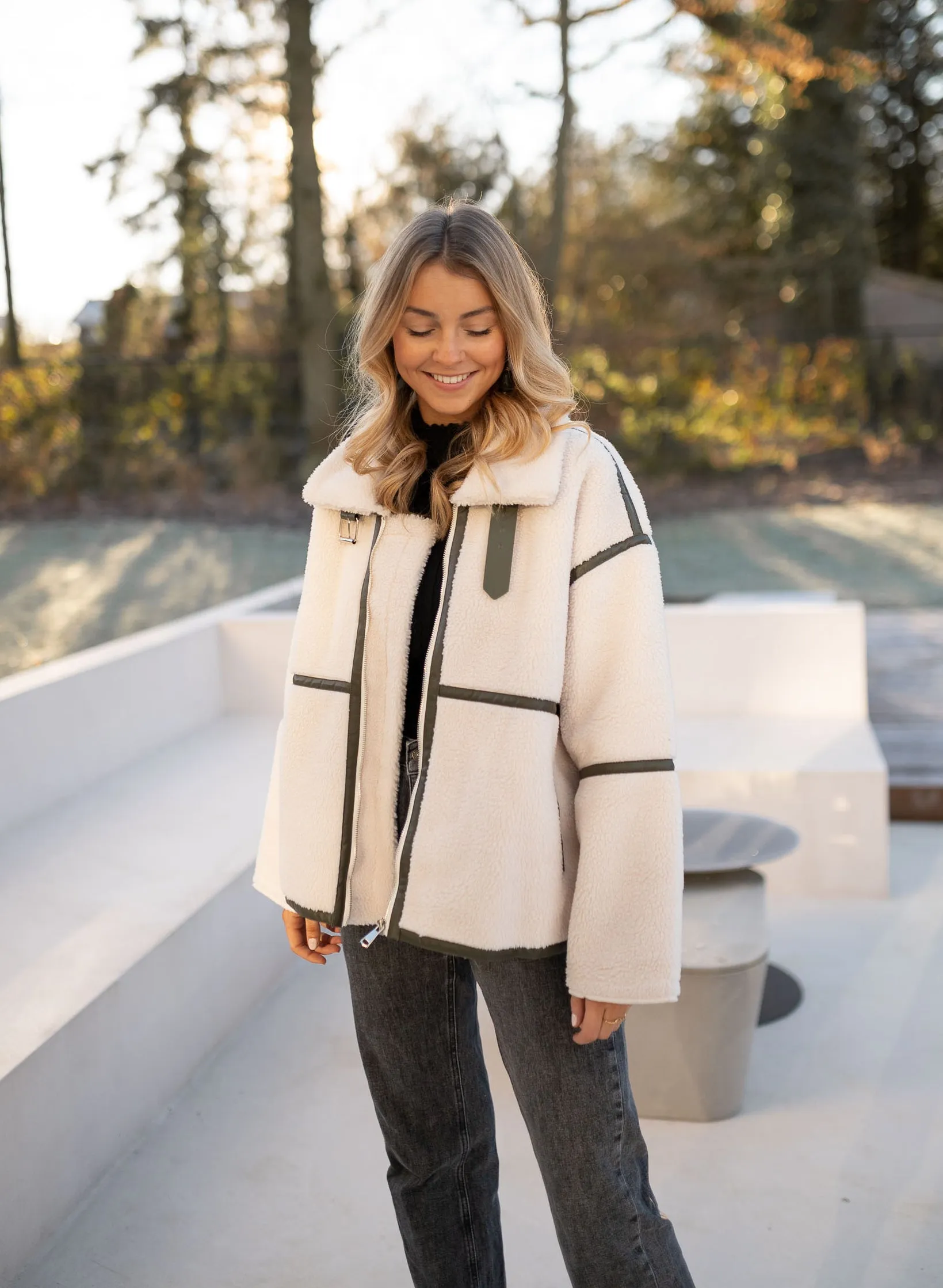 Khaki shearling Nita Jacket