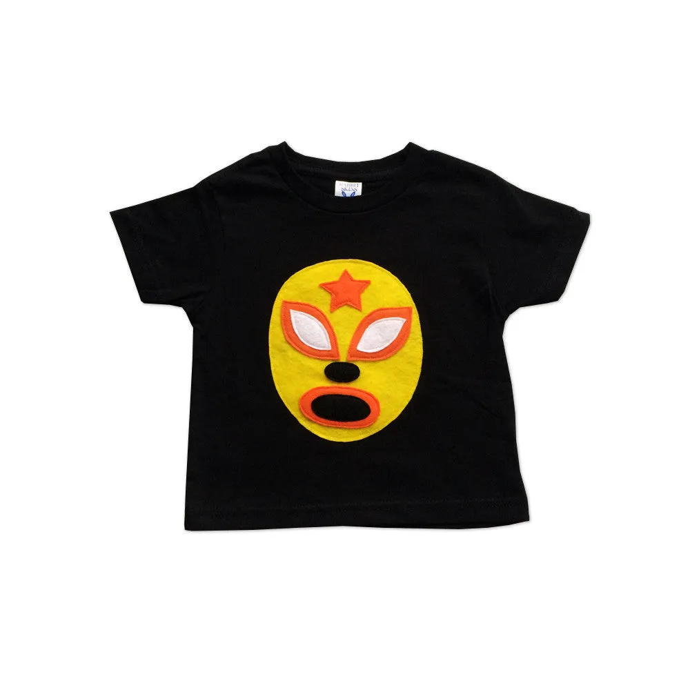 Kid's Cape and Shirt- Luchador Amarillo - Yellow Mexican Wrestler Toddler T-Shirt & Red Cape Combo