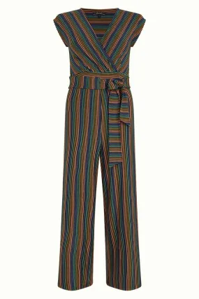 King Louie Lot midi jumpsuit mariani stripe black