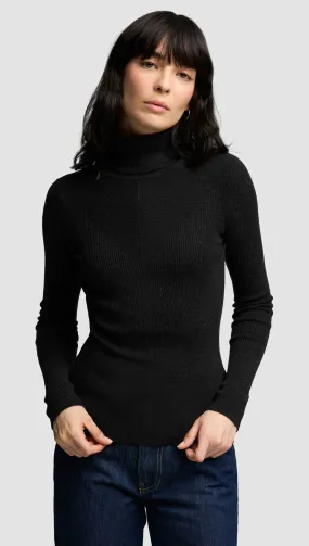 Knit Longsleeve Turtleneck in Stretch Wool | Grey