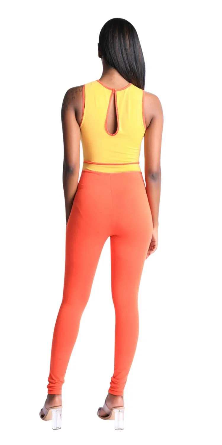 KTOO Women's Colorblock Block Cutout Jumpsuit