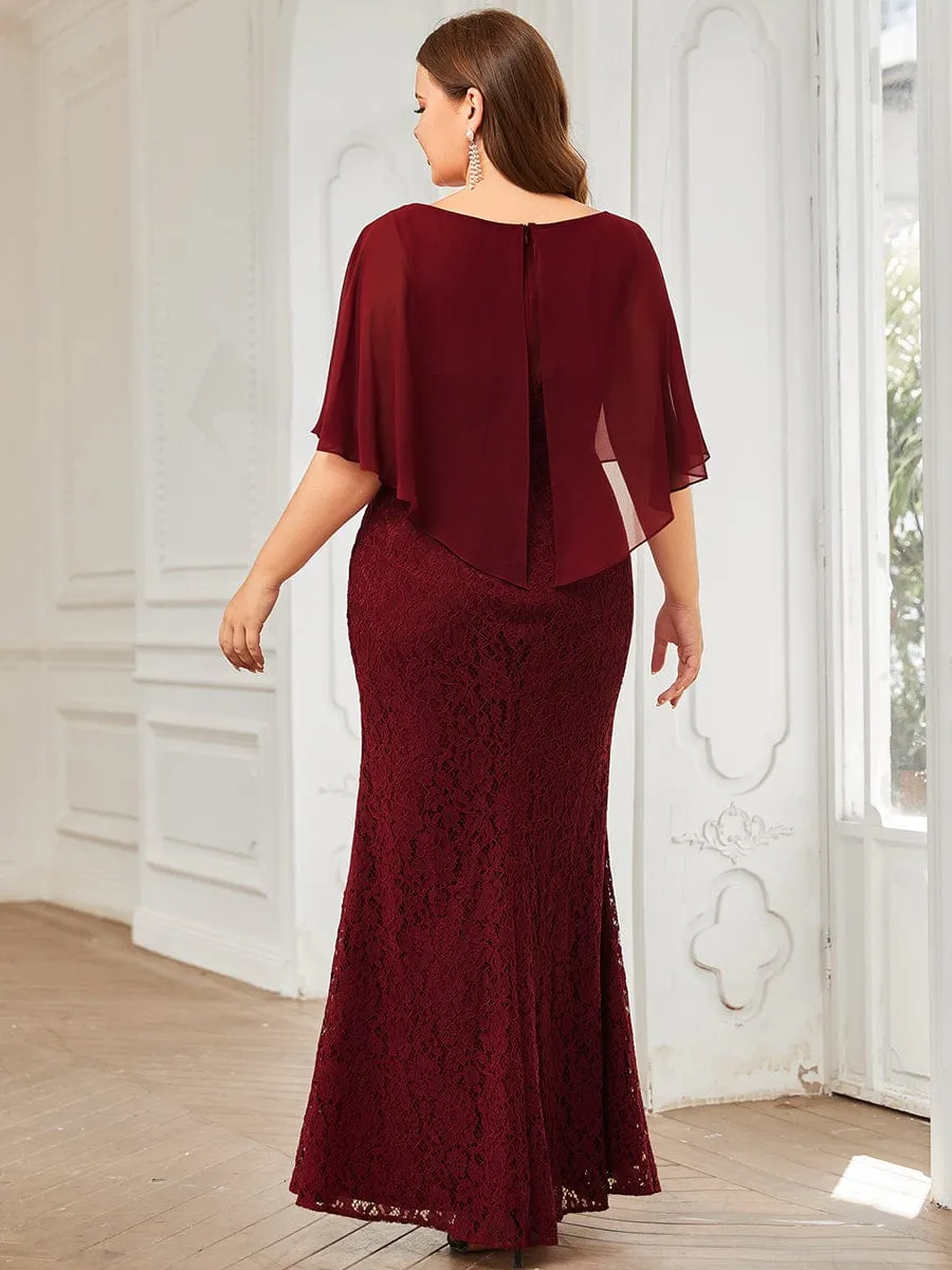 Lace Fishtail Chiffon Coverup Mother of the Bride Dress