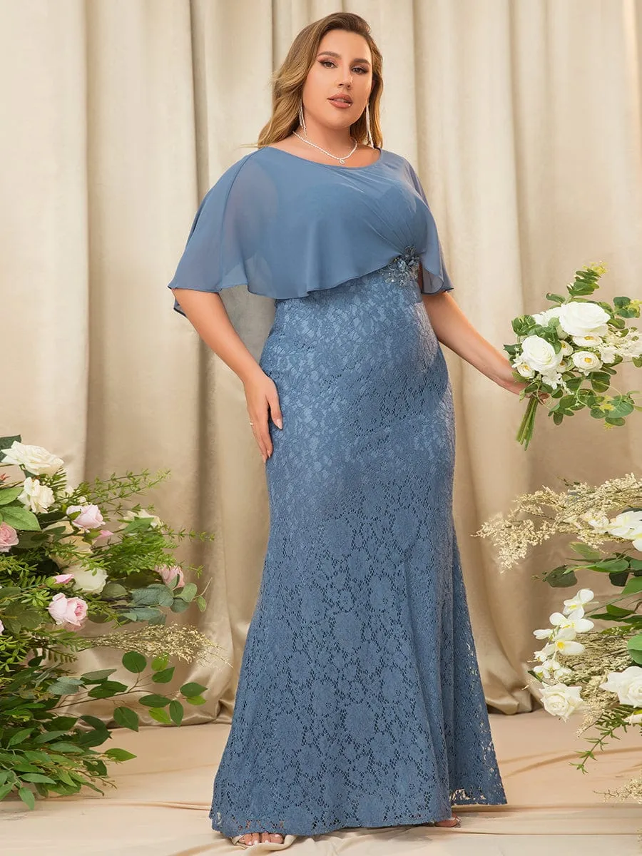 Lace Fishtail Chiffon Coverup Mother of the Bride Dress