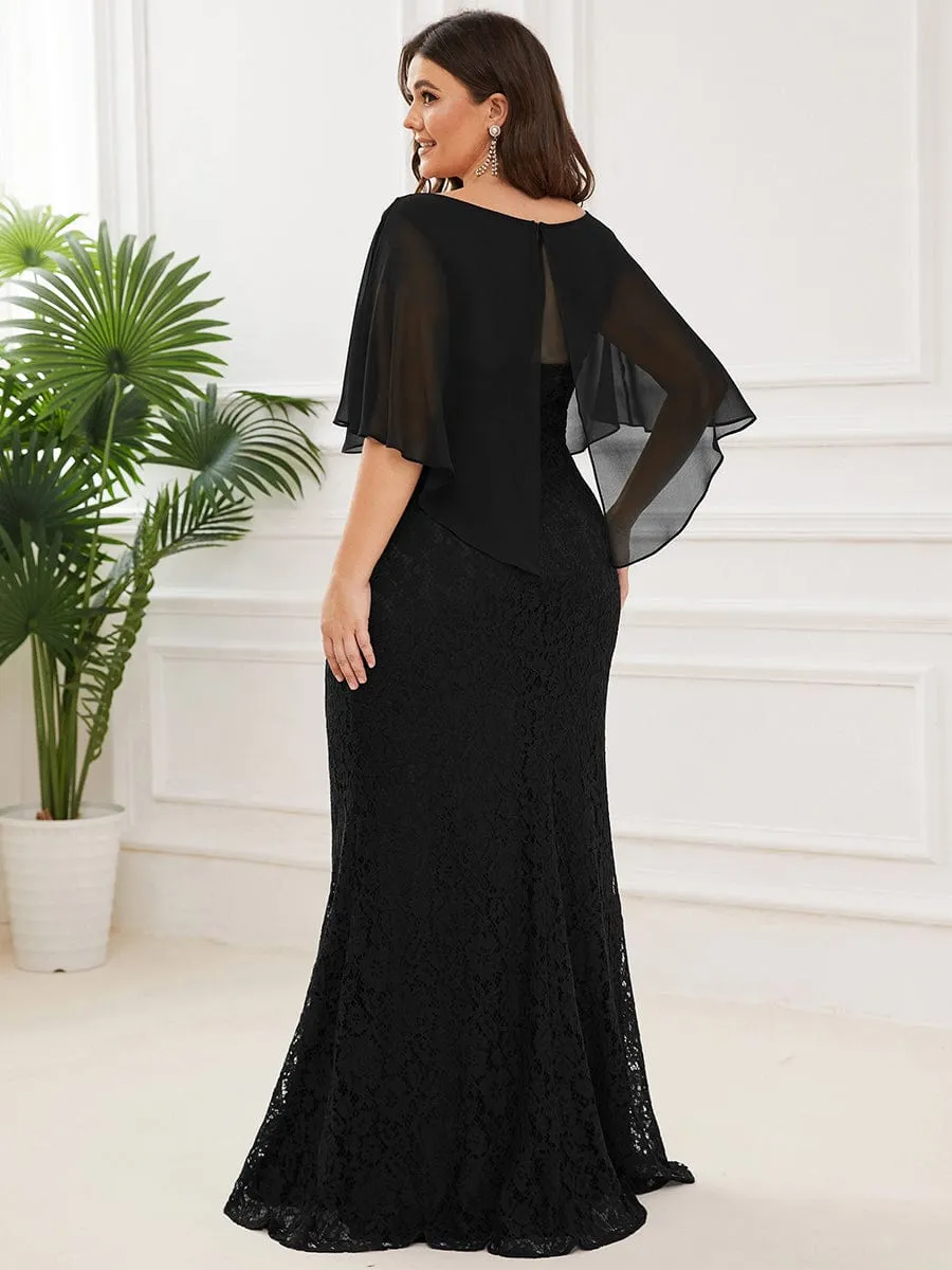 Lace Fishtail Chiffon Coverup Mother of the Bride Dress