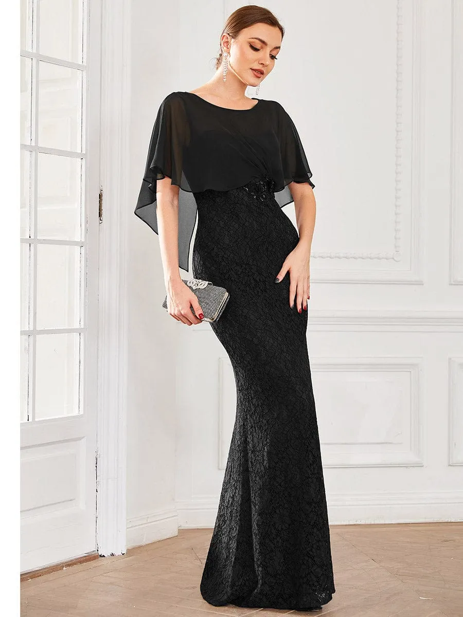 Lace Fishtail Chiffon Coverup Mother of the Bride Dress