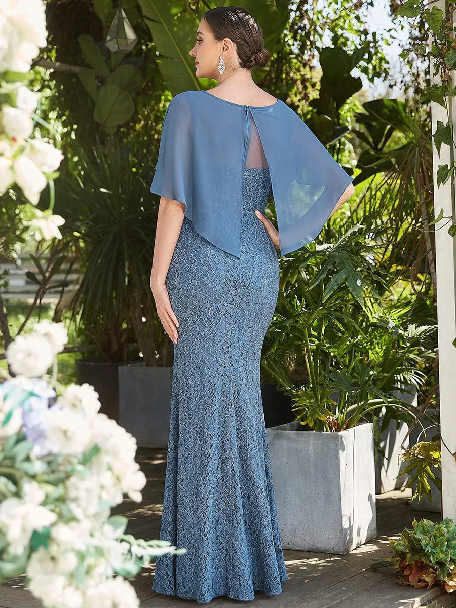 Lace Fishtail Chiffon Coverup Mother of the Bride Dress