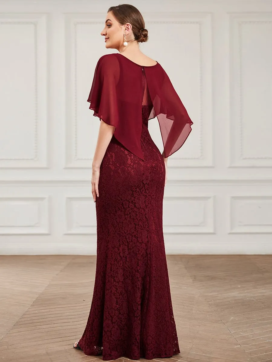 Lace Fishtail Chiffon Coverup Mother of the Bride Dress