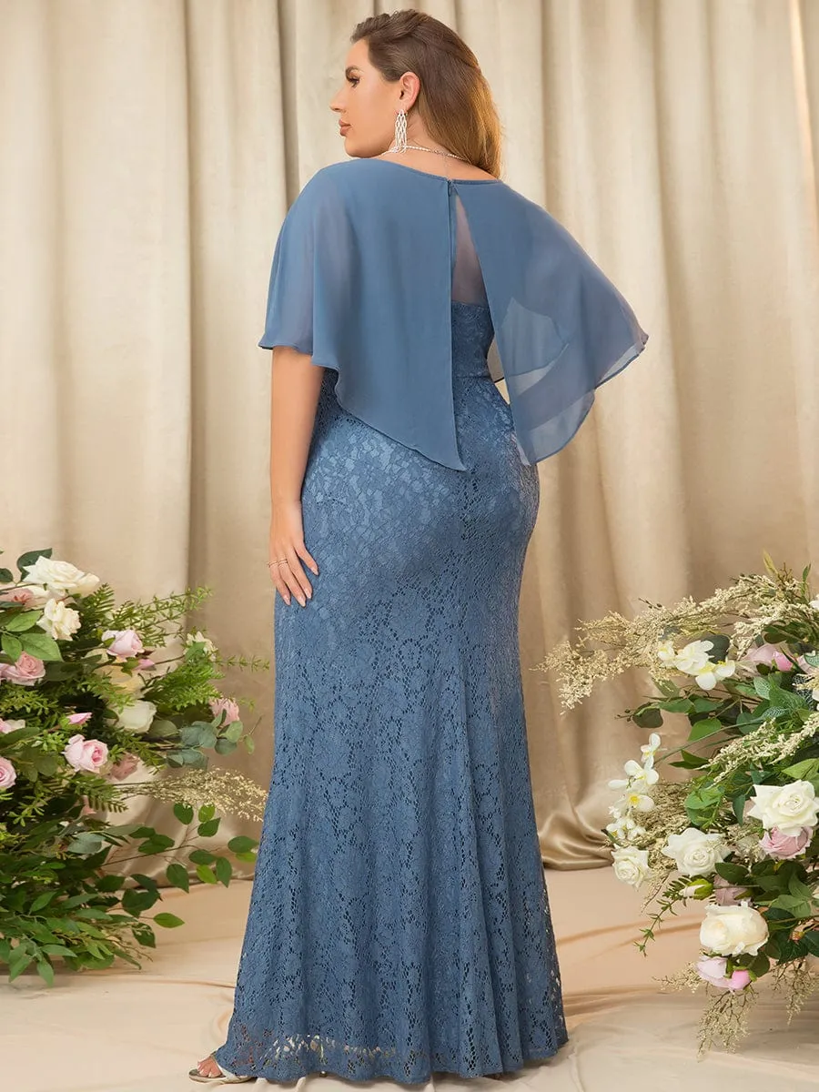 Lace Fishtail Chiffon Coverup Mother of the Bride Dress