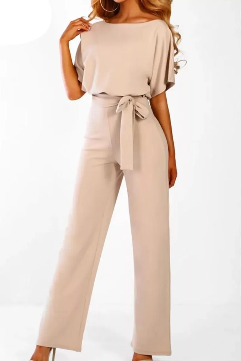 Lace-up Short Sleeve Jumpsuit