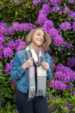 Lambswool Scarf- Ladies - Rose and Grey Check