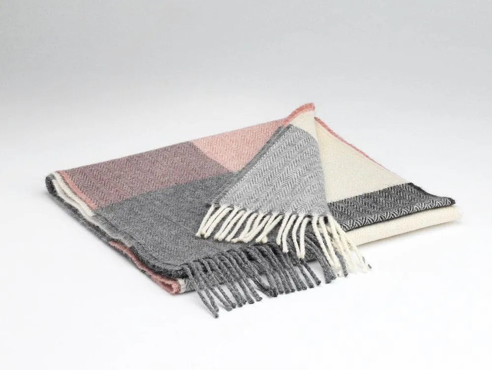 Lambswool Scarf- Ladies - Rose and Grey Check