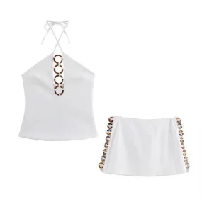 Lemi strapless crop top and short skirt two piece set