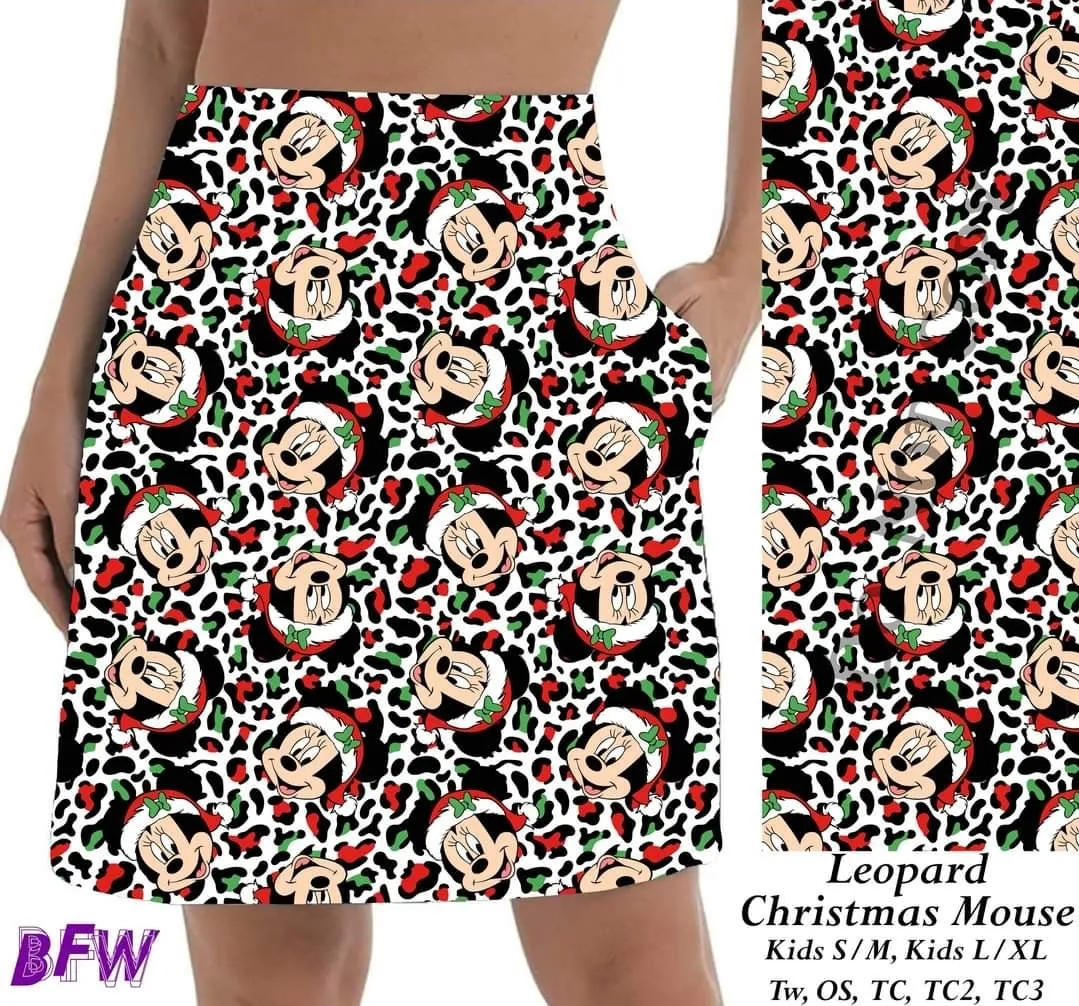 Leopard Christmas Mouse skorts with pockets