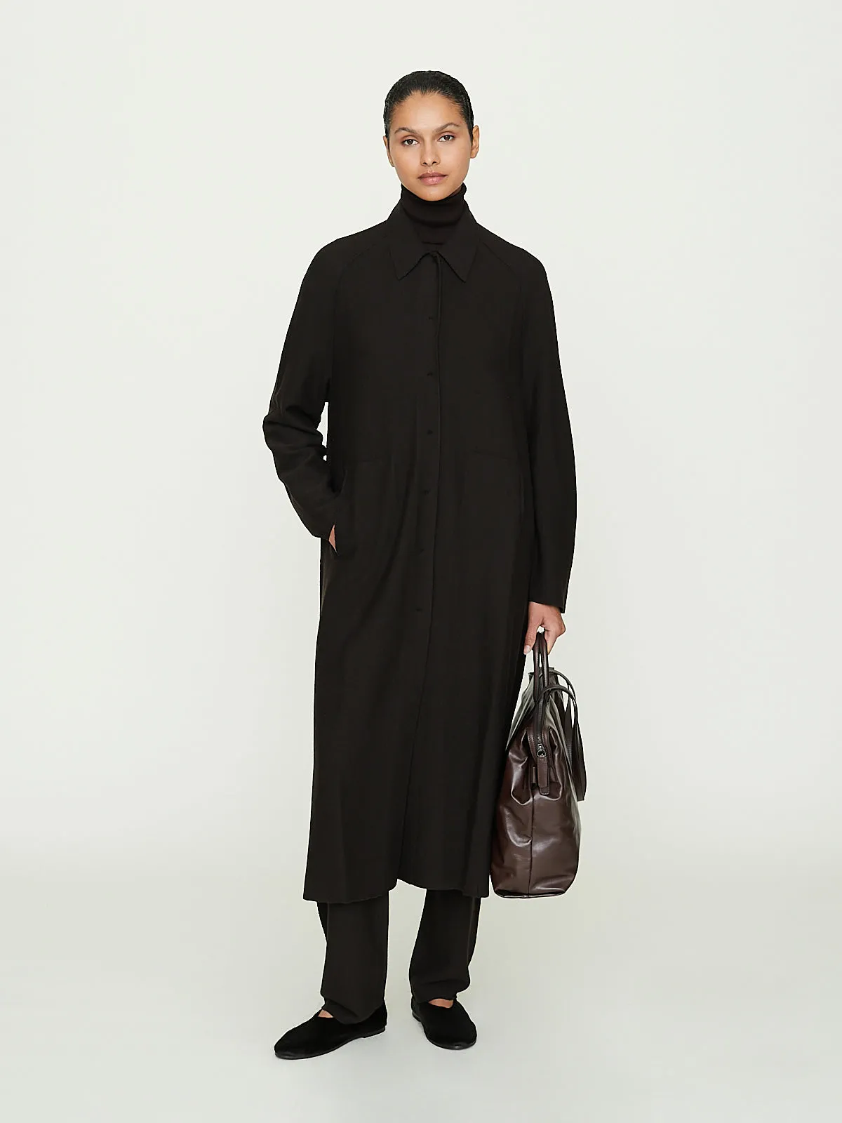 Light Weight Travel Duster Coat in Brown