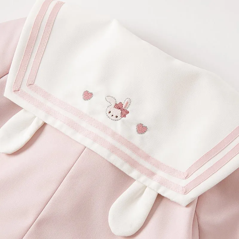 Little Lady Removable Bowknot Pink Two-piece Coat & Skirt Set