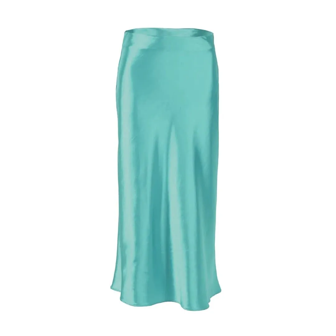 Long Satin Party Skirts with A-Line Silhouette & Zipper Closure