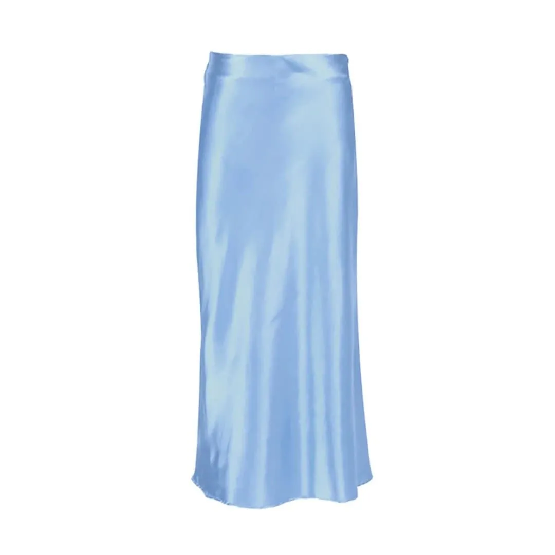 Long Satin Party Skirts with A-Line Silhouette & Zipper Closure