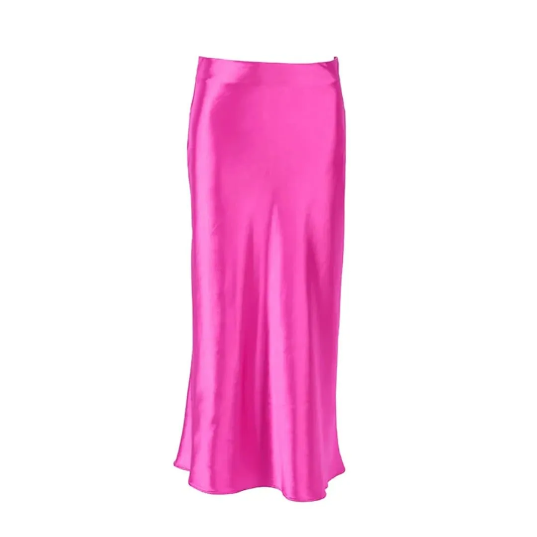 Long Satin Party Skirts with A-Line Silhouette & Zipper Closure