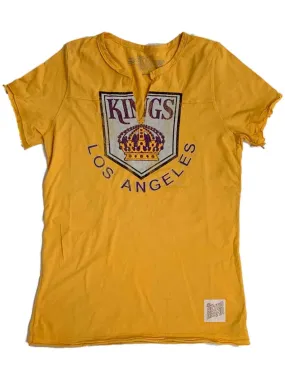 Los Angeles Kings Retro Brand WOMEN Gold Soft Cotton Cut V-Neck T-Shirt