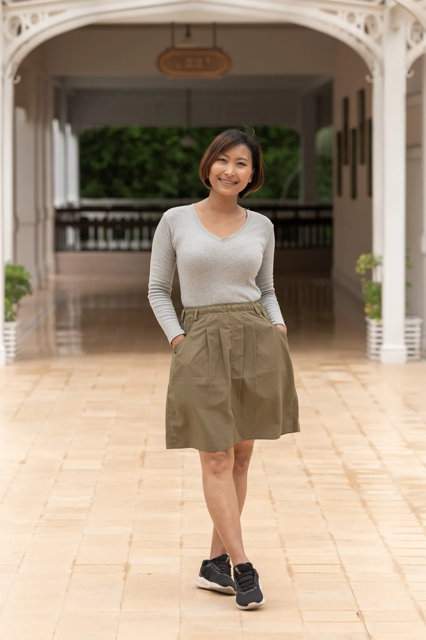 Macabi Knee Length Skirt - Bark