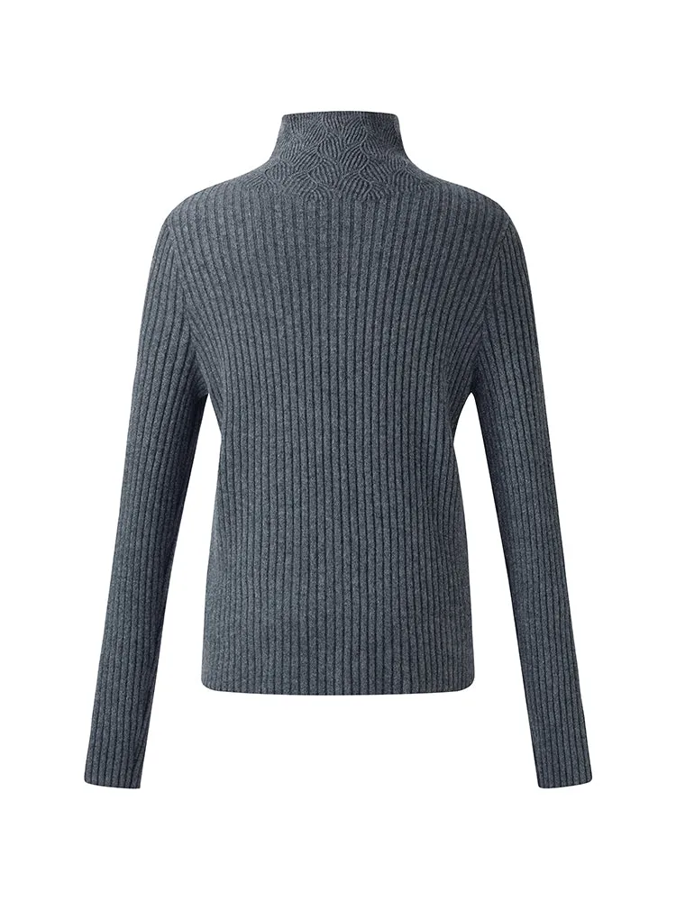 Machine Washable Wool Turtleneck Women Sweater