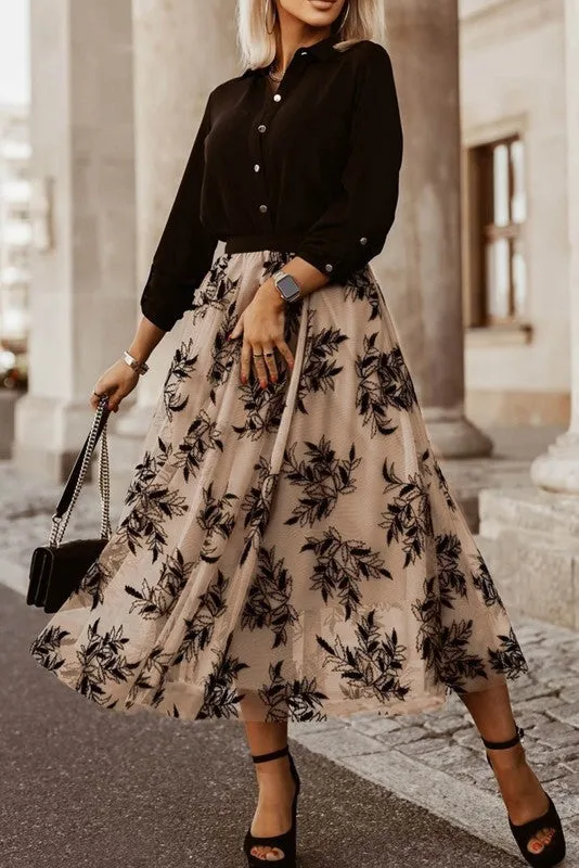 Madeline High Waist lined Black  Maxi Skirt