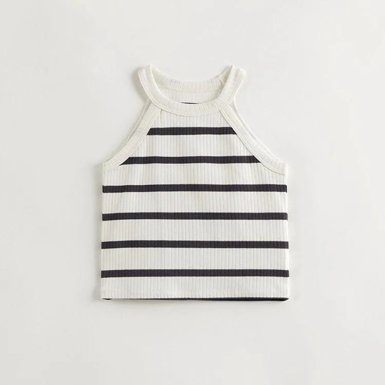 MARC & JANIE Girls Stylish Striped Halter Neck Tank Top Children's Camisole Top 240608