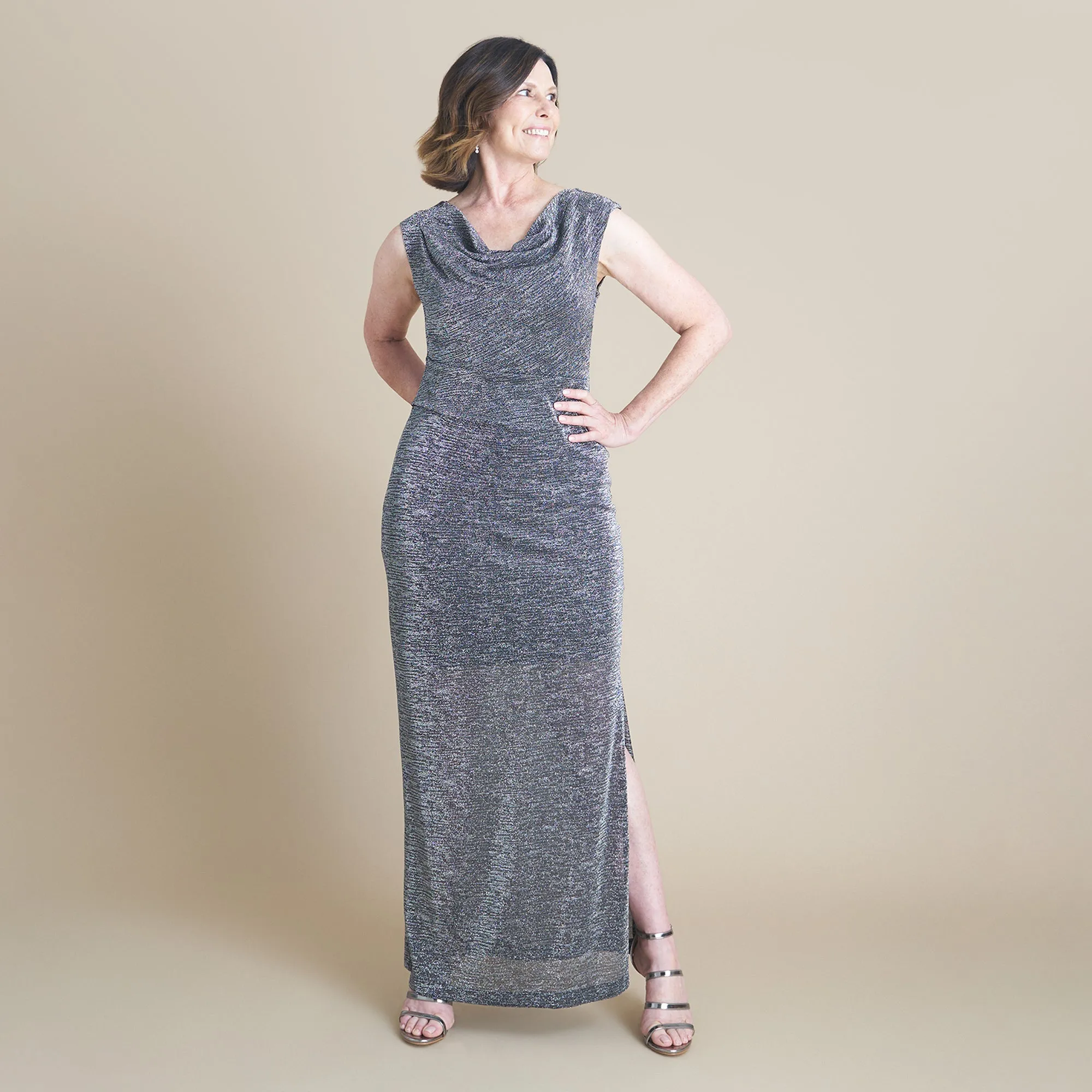 Maren Silver Floor Length Dress