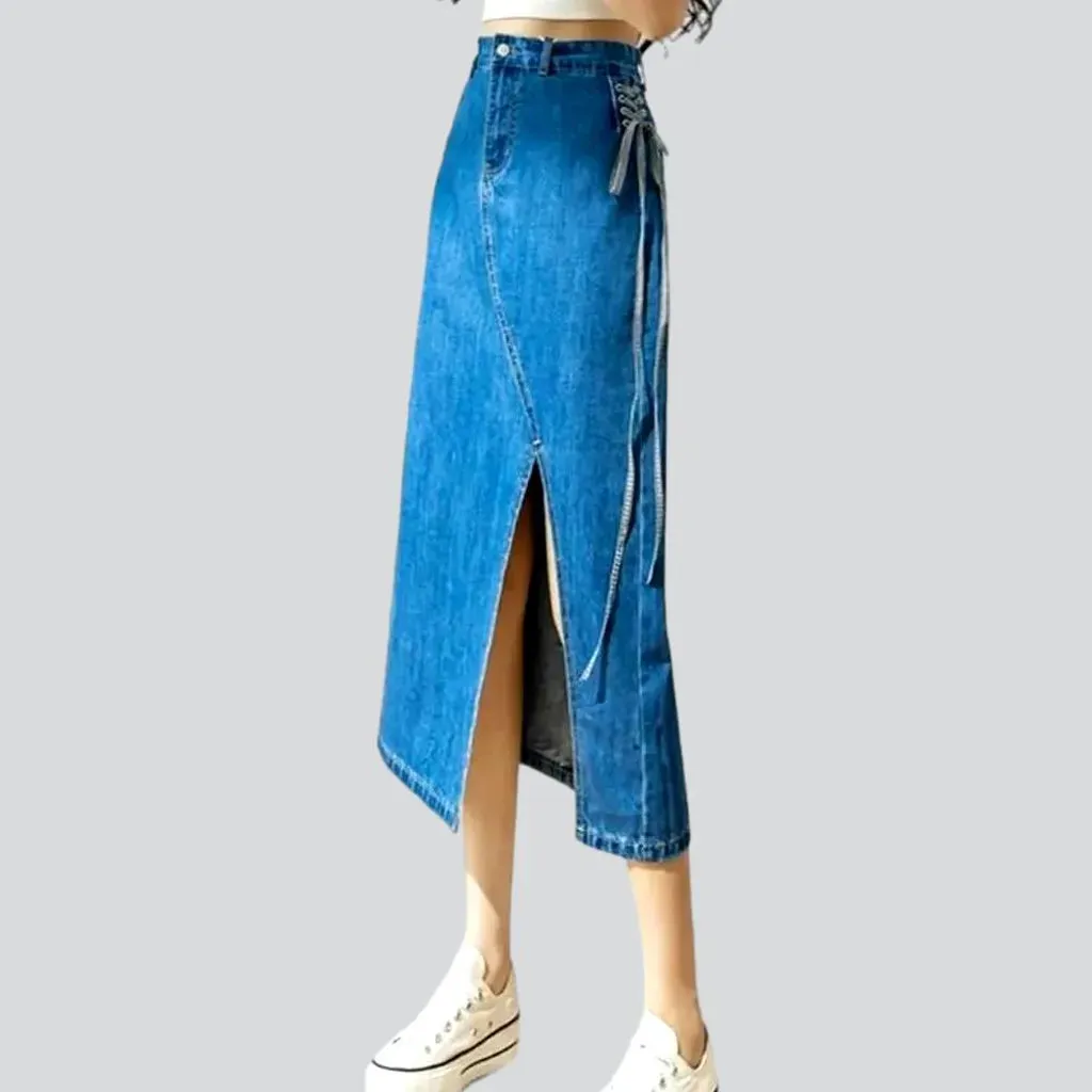 Medium-wash 90s jean skirt
 for women