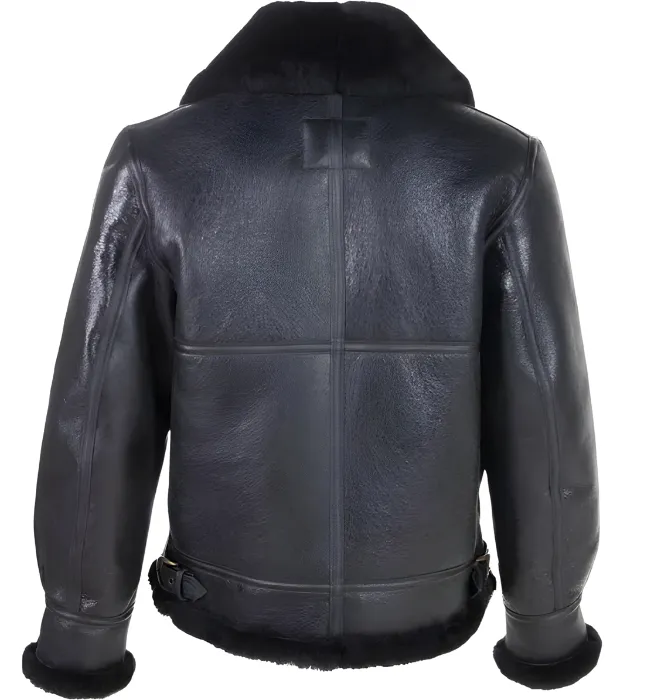 MEN’S AVIATOR RAF B3 BLACK TOP QUALITY LEATHER BOMBER FLYING JACKET