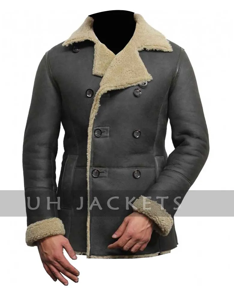 Men's Black Shearling Handmade Leather Jacket