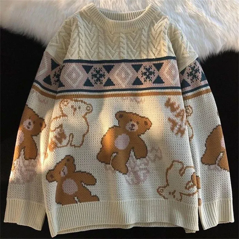 Mens Sweater Casual Sweaters For Men Clothing Pullover Vintage Turtleneck Pullovers Cute Bear Casual Free Shipping Male Clothes