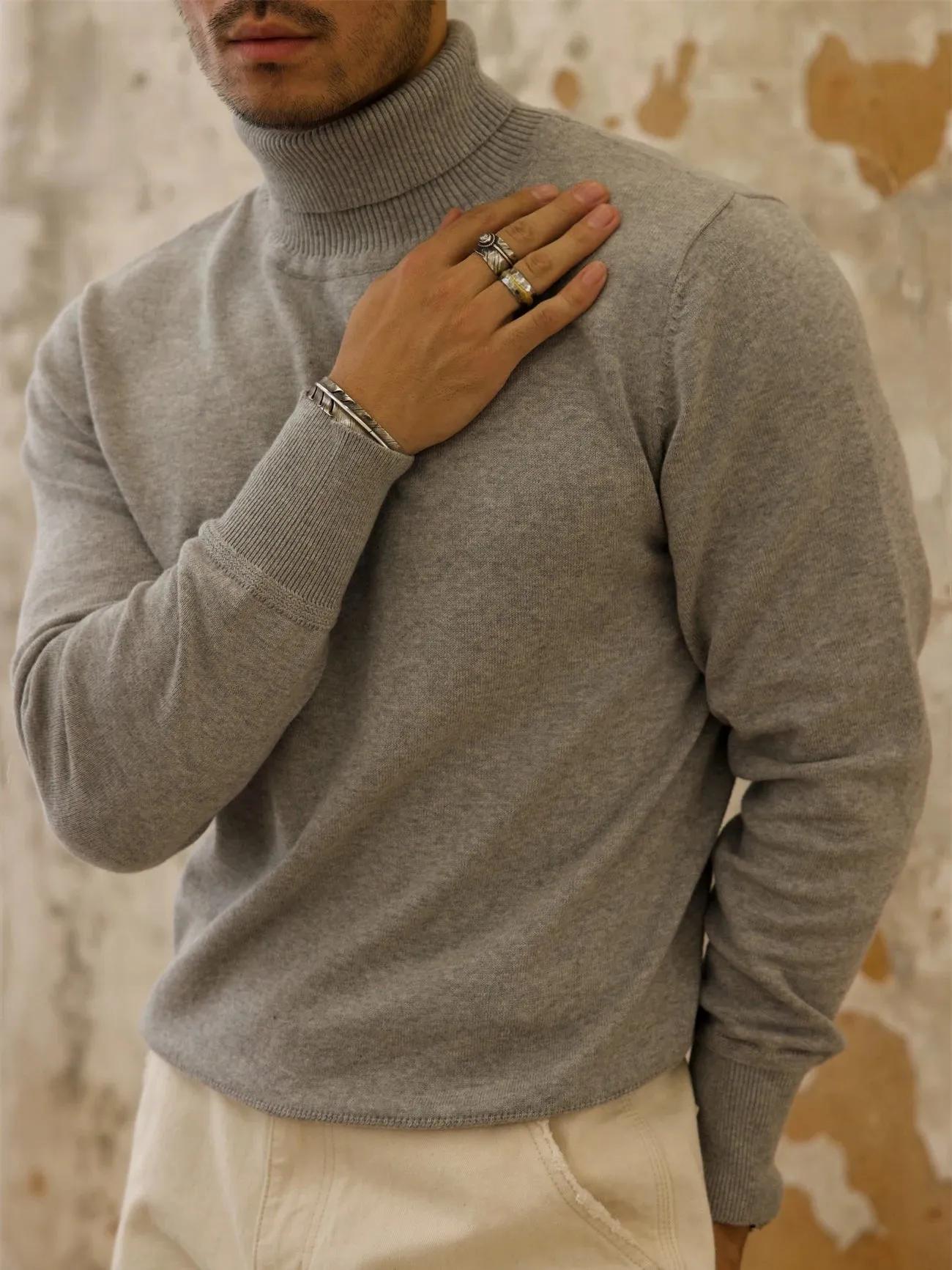 Men's Turtleneck Sweater Slim Fit Basic Pullovers - Thick Material